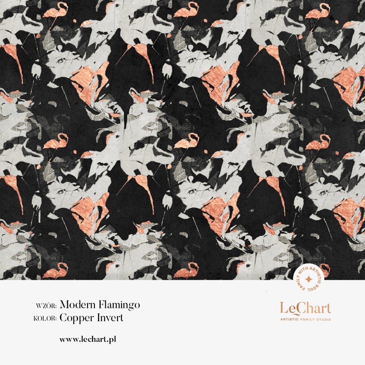 Modern Flamingo Copper Invert Wallpaper - Image 2
