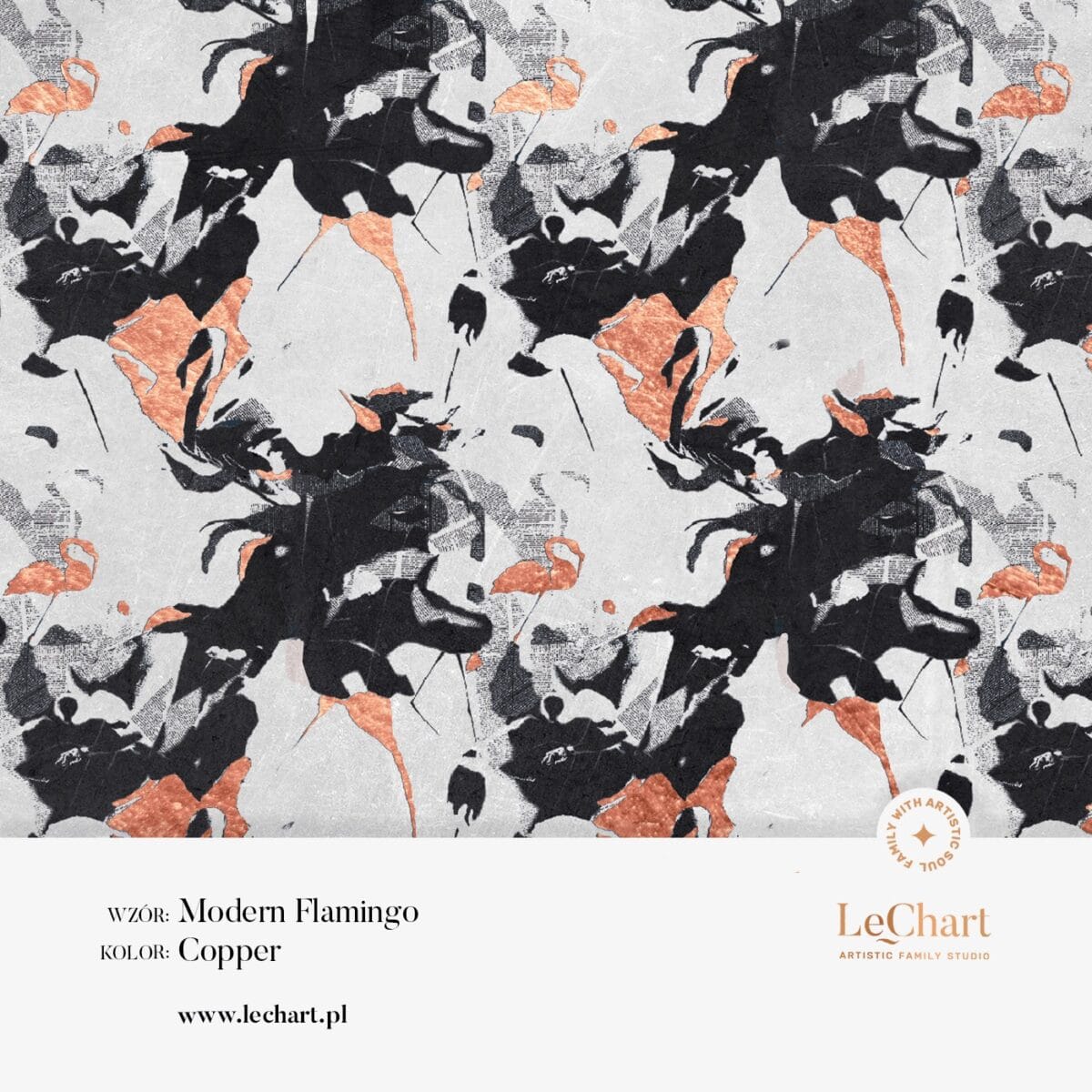 Tapeta ścienna japońska "Modern Flamingo - Copper"