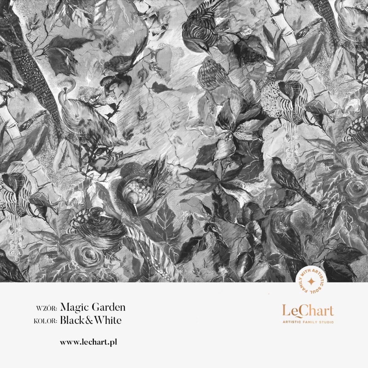 Tapeta ścienna roślinna "Magic Garden - Black & White"