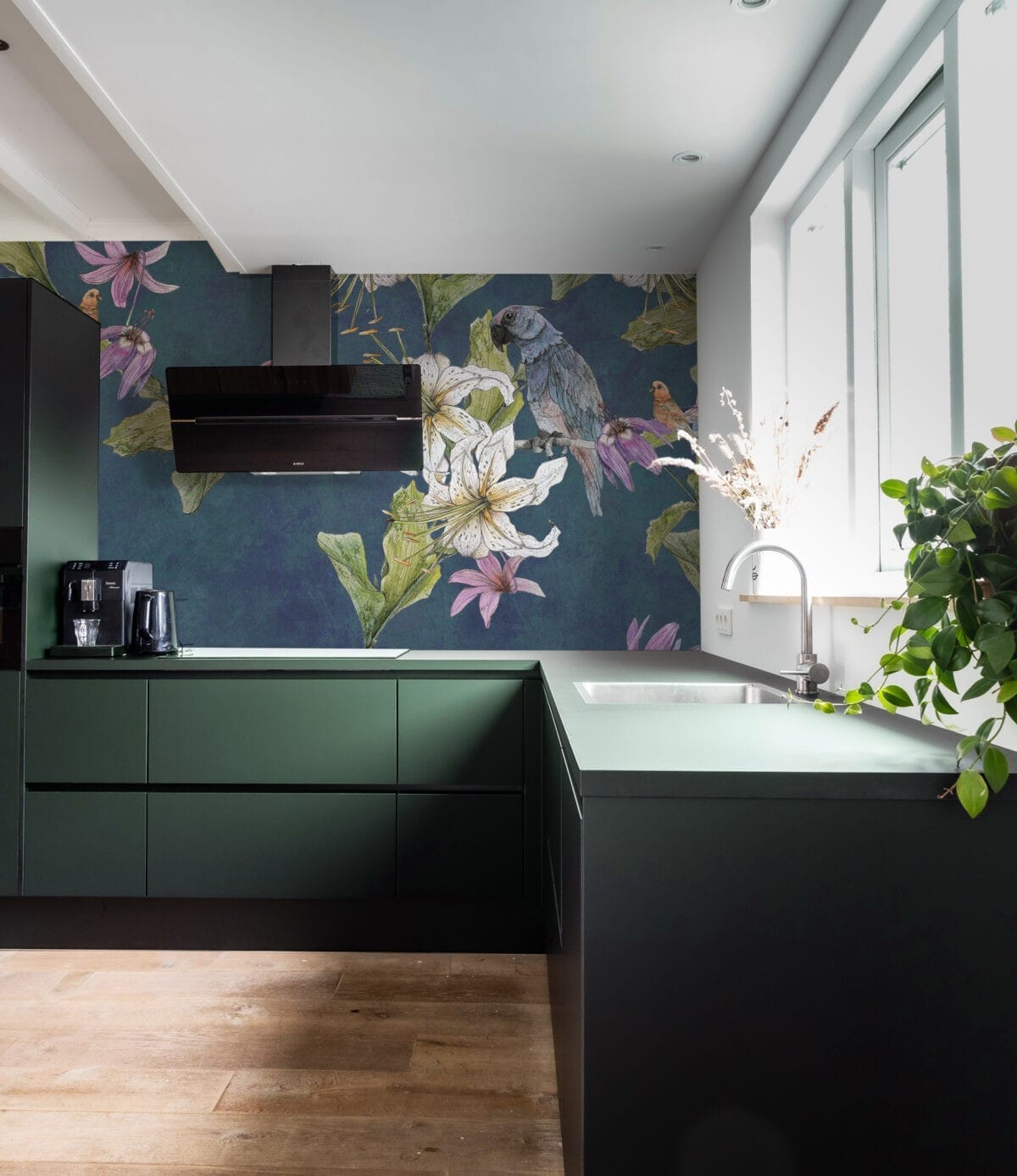 Parrot Garden Blue Wallpaper - Image 5