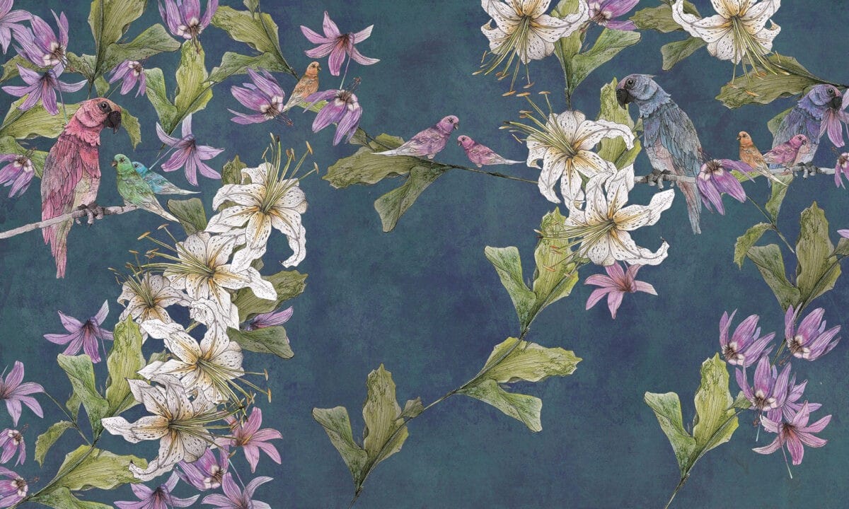 Parrot Garden Blue Wallpaper - Image 6