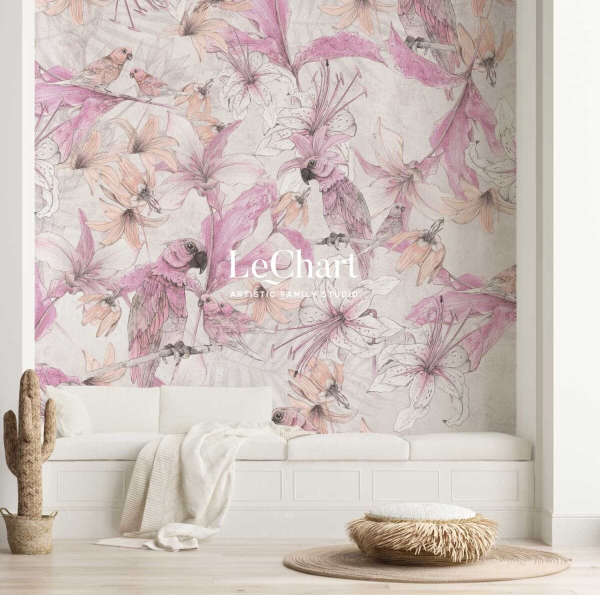 Parrot Garden Pink Wallpaper - Image 2