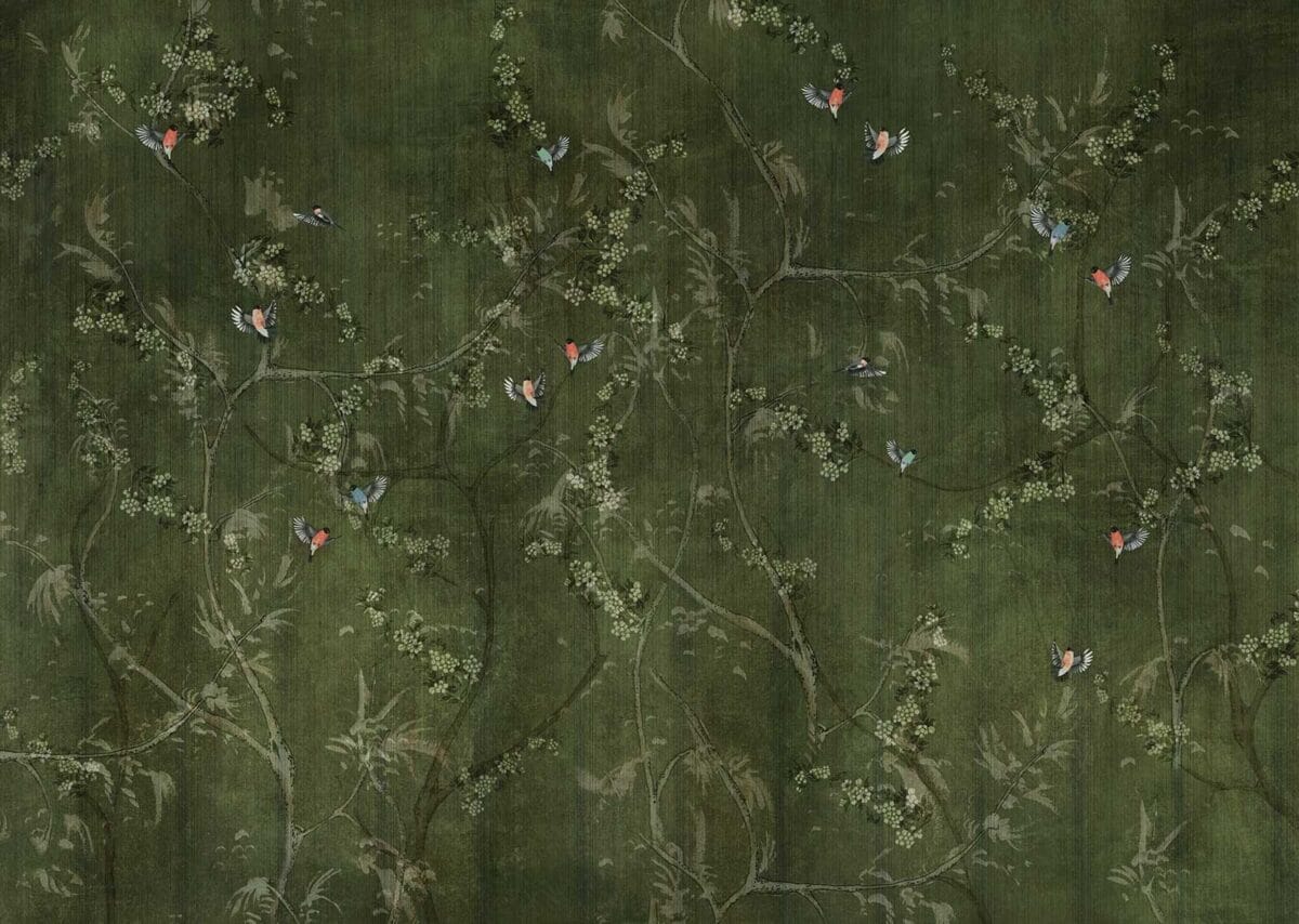 tapeta Chinoiserie Green Birds