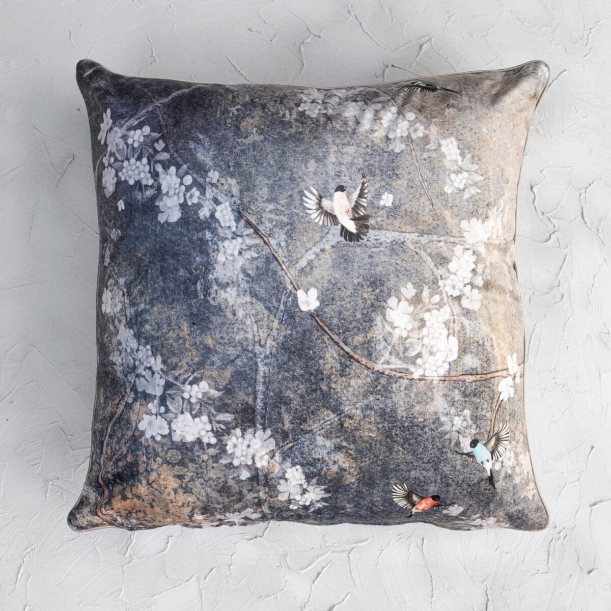 Chinoiserie velour pillow set Dirty Blue - Image 4