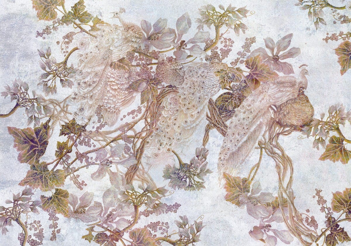 Peacock Branch Warm Wallpaper - Image 3