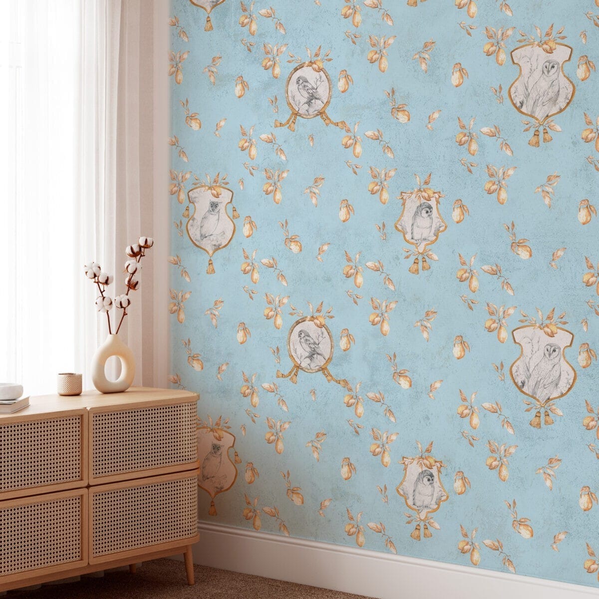 Royal Owl Baby Blue Wallpaper - Image 3