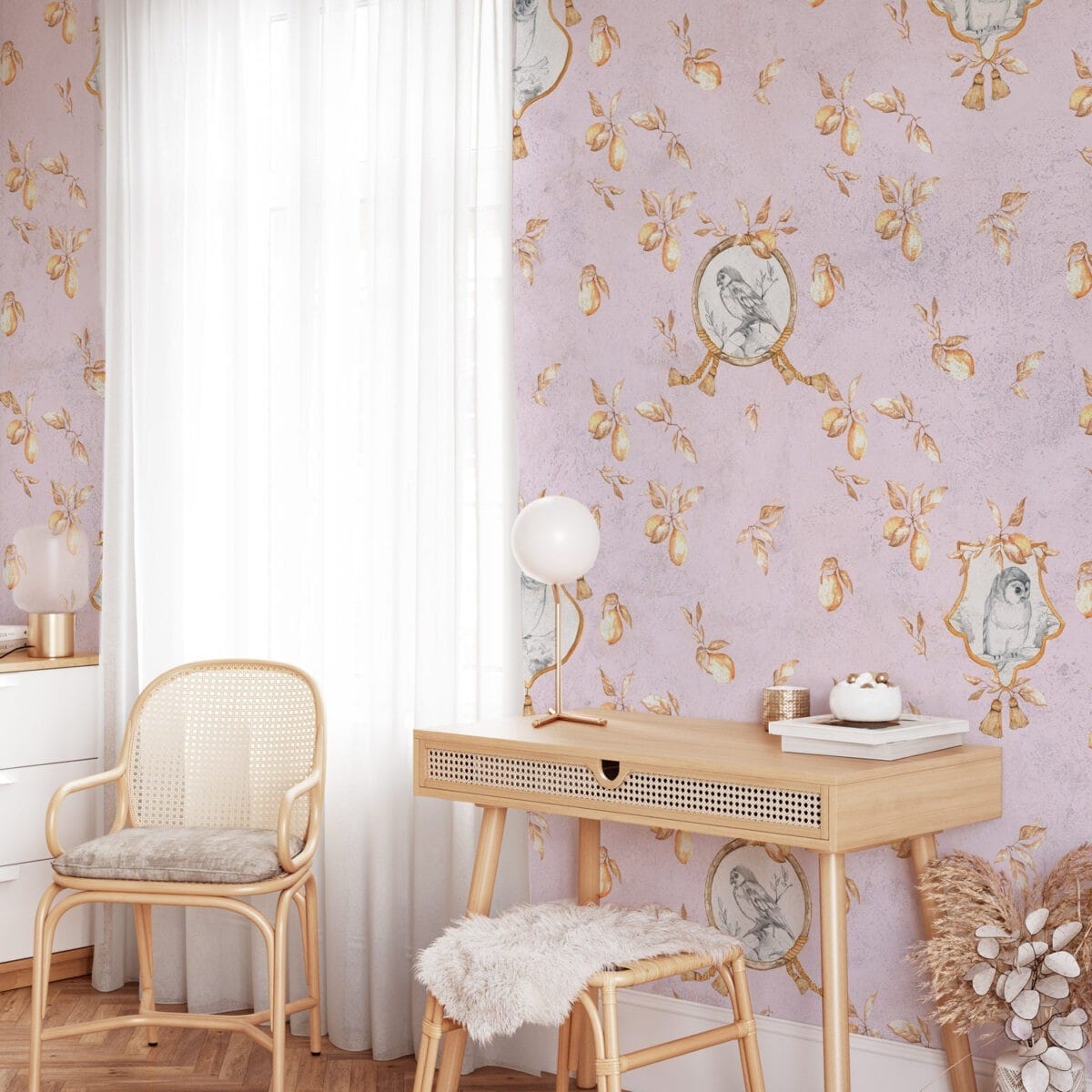 Royal Owl Baby Blush Wallpaper - Image 4