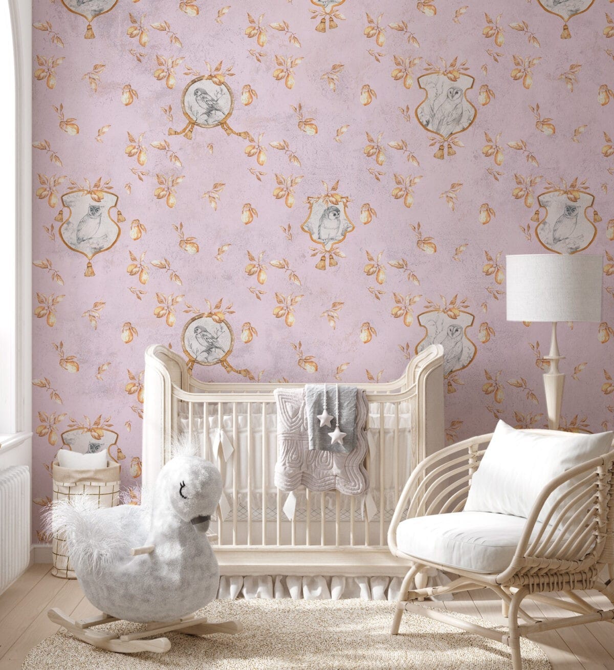 Royal Owl Baby Blush Wallpaper - Image 3
