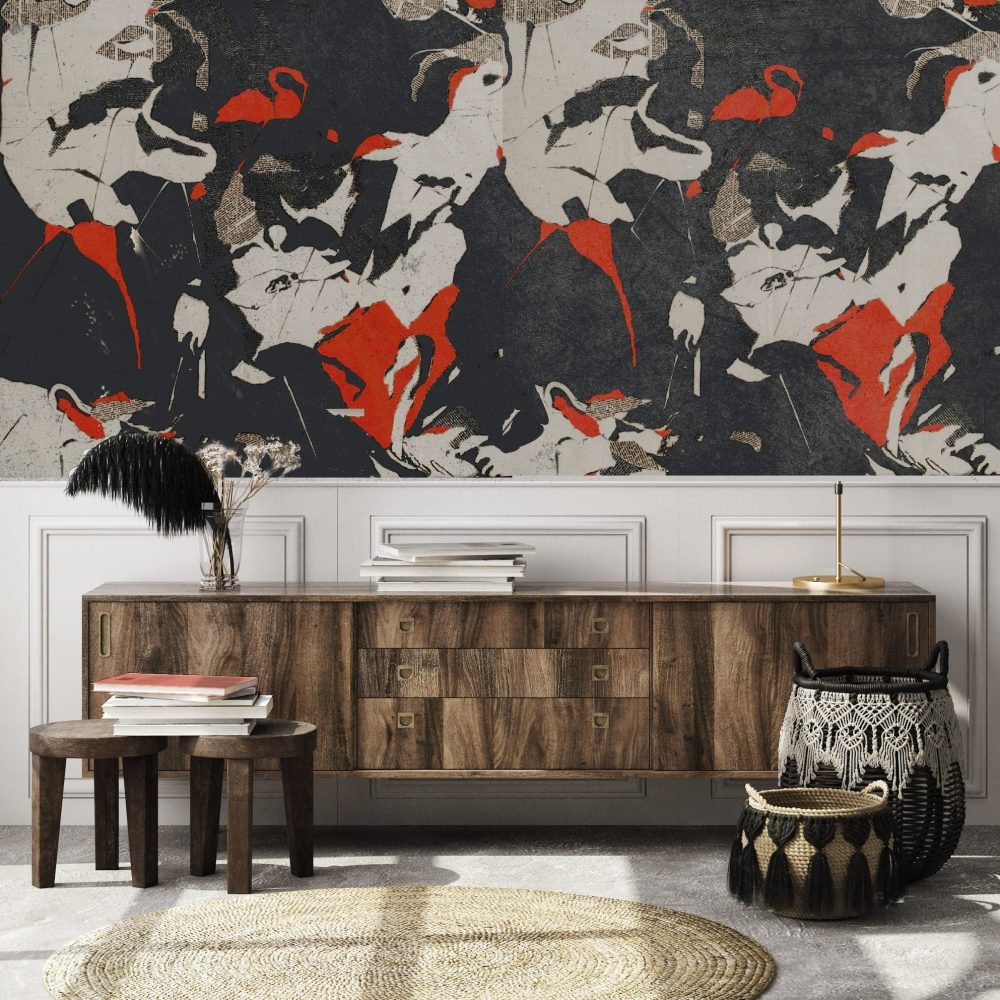 mock up poster frame in modern interior background, living room,