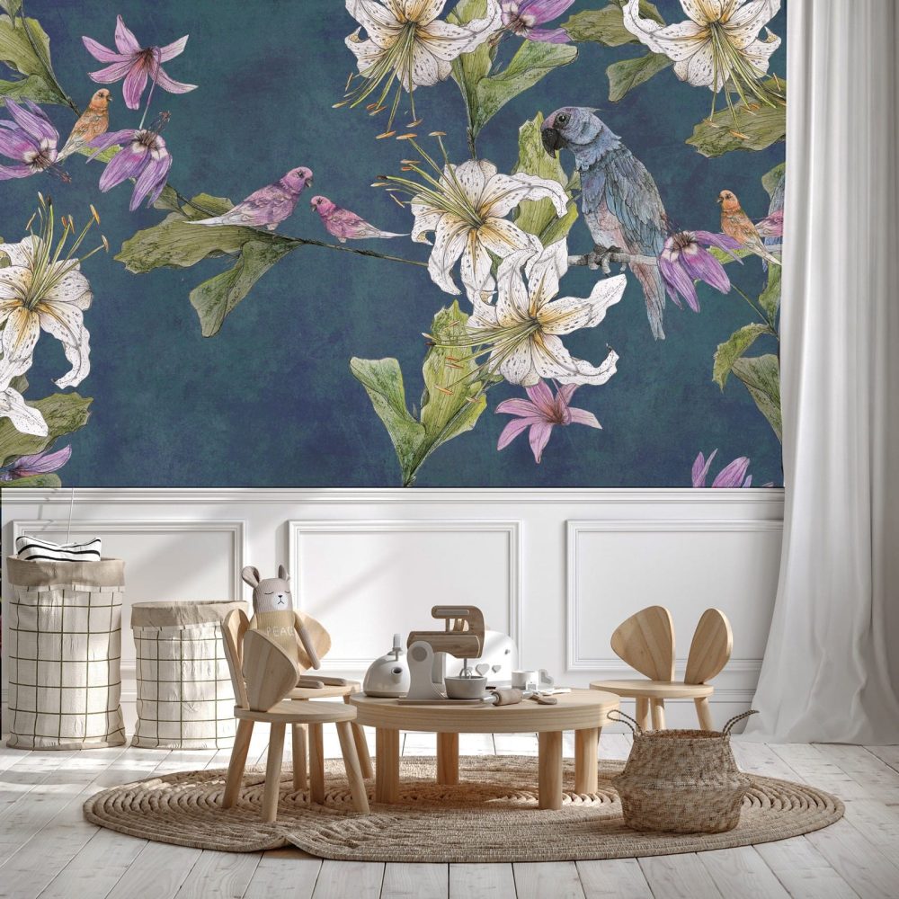 Tapeta marki LeChart Parrot Garden Blue,